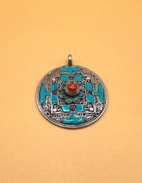 Sterling Sliver Tibetan Turquoise Mandala Pendent