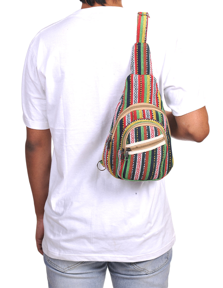 Hippie Boho Cotton Bohemian Crossbody Sling Bag Backpack