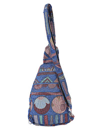 Hippie Boho Cotton Bohemian Crossbody Sling Bag Backpack Blue