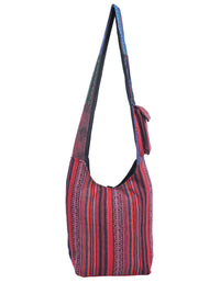 Patched Graphic Print Cotton Hippie Hobo Bag