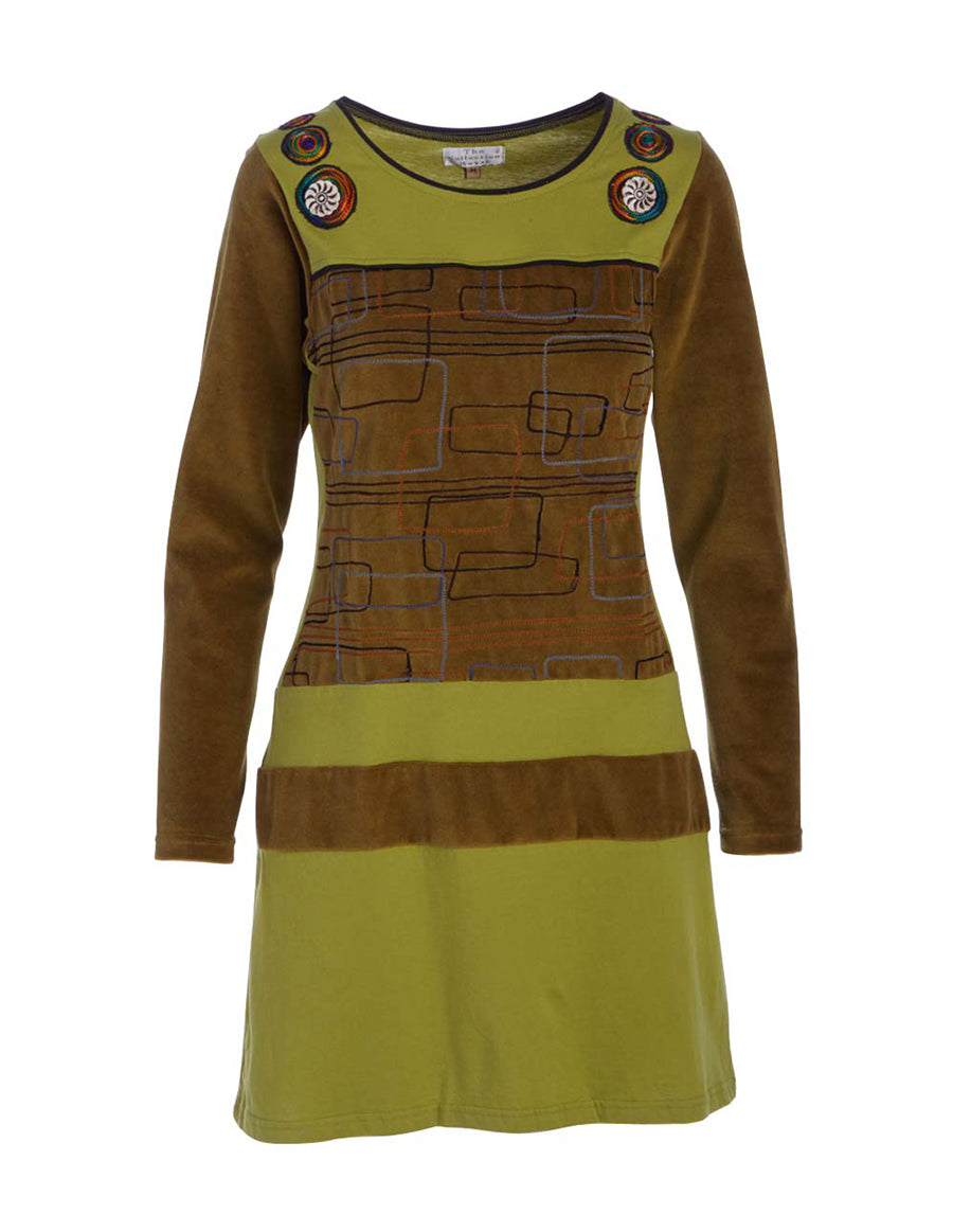 Abstract Aari Embroidered Cotton Dress