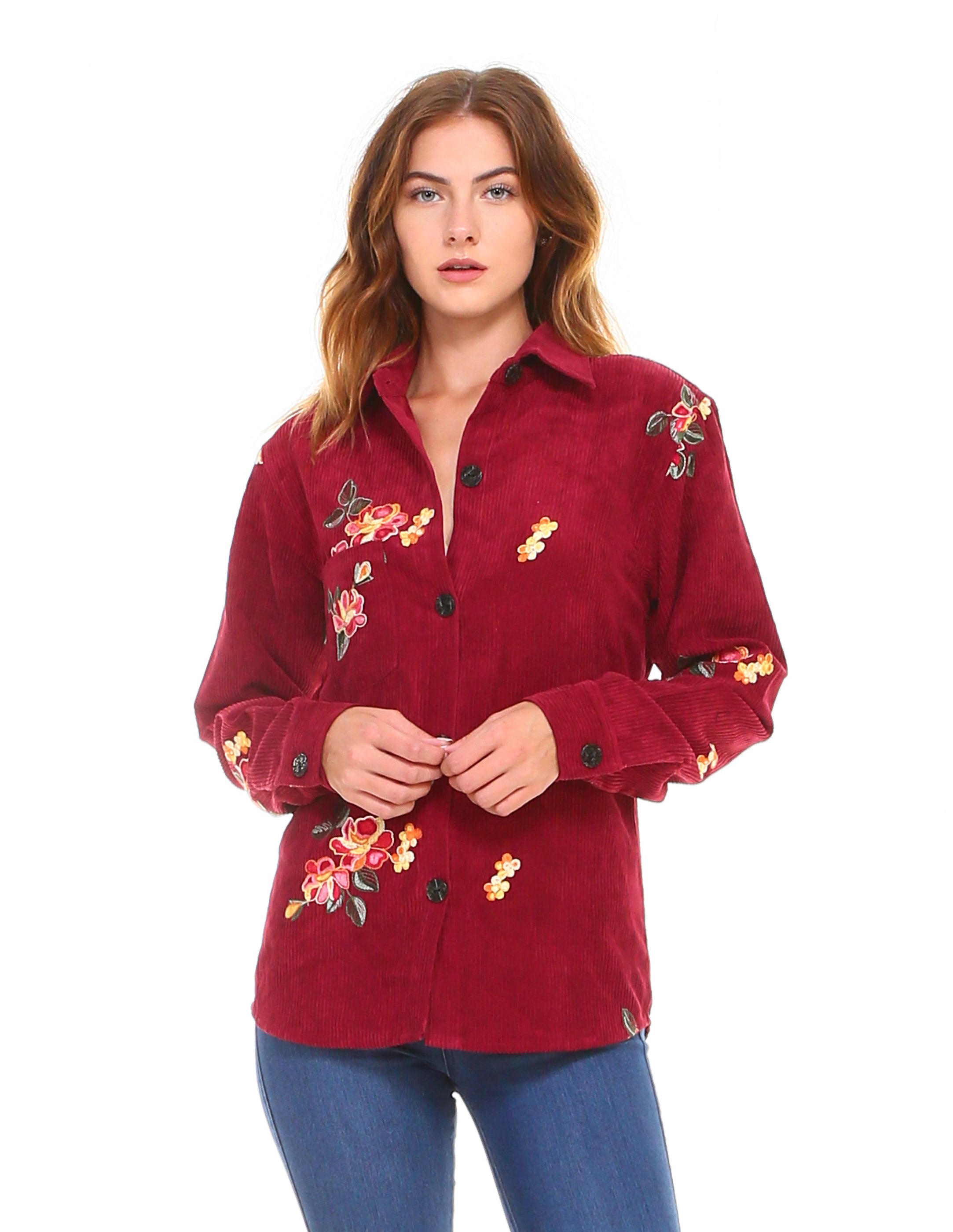 Oriental Flowers Corduroy Shirt – shopdafe